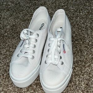 Superga White Canvas Sneakers Low-Top Minimalist Design